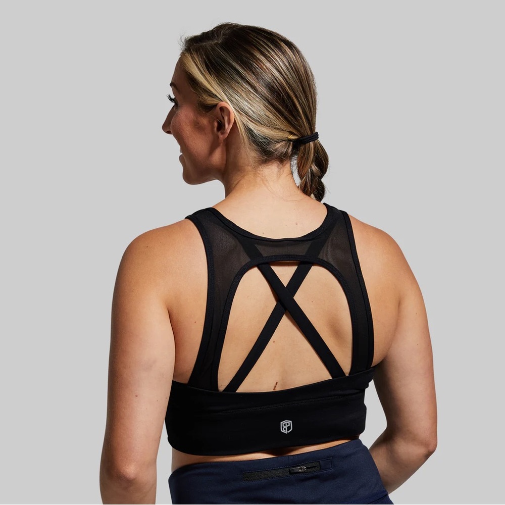 Black Mesh Back Sports Bra